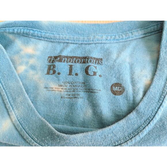 Notorious BIG Mens Tie Dye Tee TShirt Sz M Blue Retro 90s Hip Hop Biggie Smalls - Picture 4 of 5